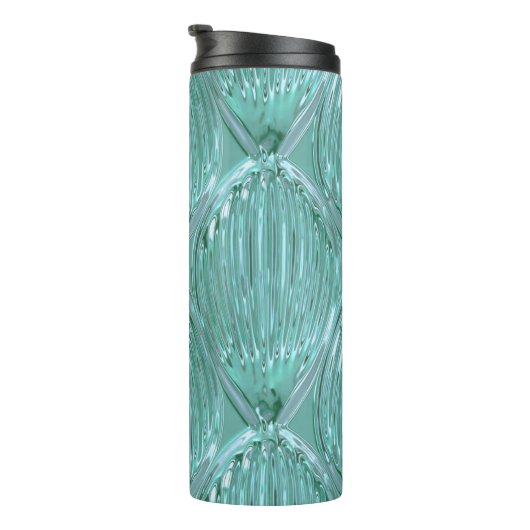 Bouteilles Isothermes Turquoise verre look art abstrait motif élégant (Tourné sur la droite)