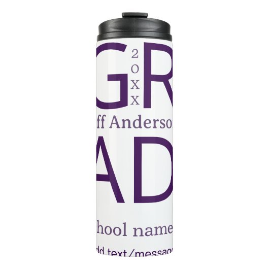 Bouteilles Isothermes Typographie de graduation moderne simple minimale (Devant)