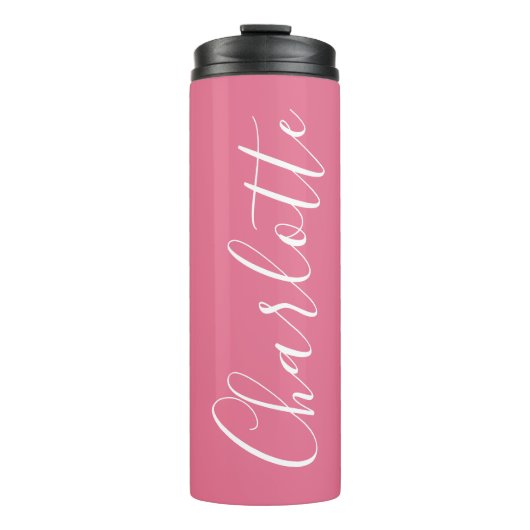 Bouteilles Isothermes Typographie de script Chic Cute Nom Rose Clair (Devant)