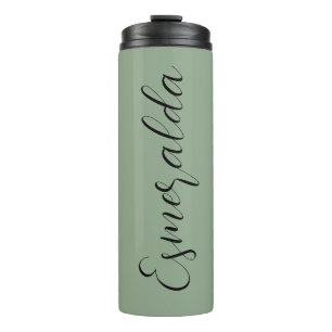 Bouteilles Isothermes Typographie noire personnalisée moderne Sage Green