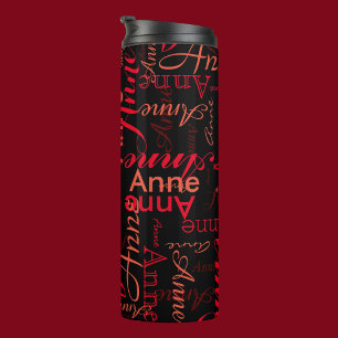 Bouteilles Isothermes Typographie personnalisée Nom rouge Anne Black