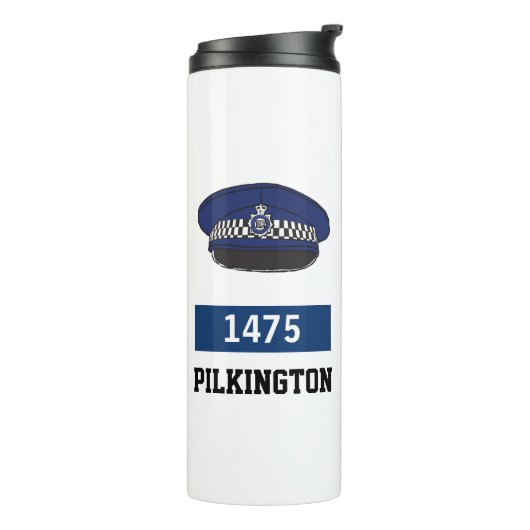 Bouteilles Isothermes UK Police Flat Casquette - Ajouter Numéro & Nom. P (Tourné sur la gauche)