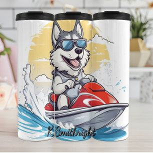 Bouteilles Isothermes Un Chien Husky sur un Jet Ski