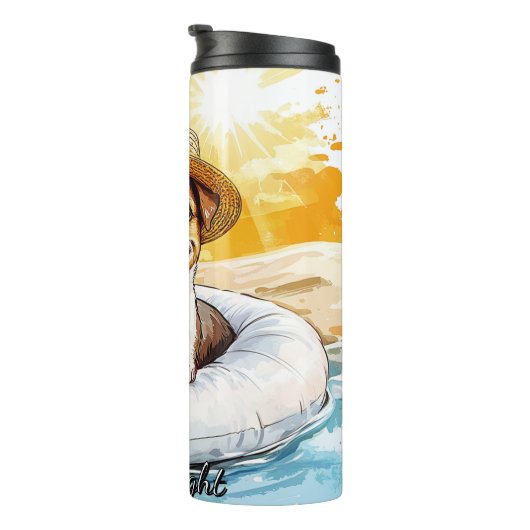 Bouteilles Isothermes Un chien se relaxant dans un tube (Tourné sur la droite)