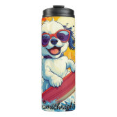 Bouteilles Isothermes Un chien surfant une grande vague (Devant)