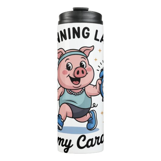 Bouteilles Isothermes Un cochon en course avec une horloge (Devant)