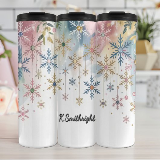 Bouteilles Isothermes Un collage de flocons de neige aquarelle