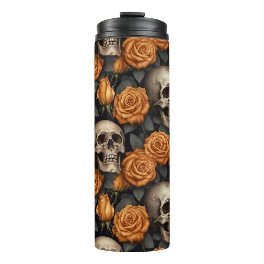 Bouteilles Isothermes Un crâne et une série Rose 11 (Devant)