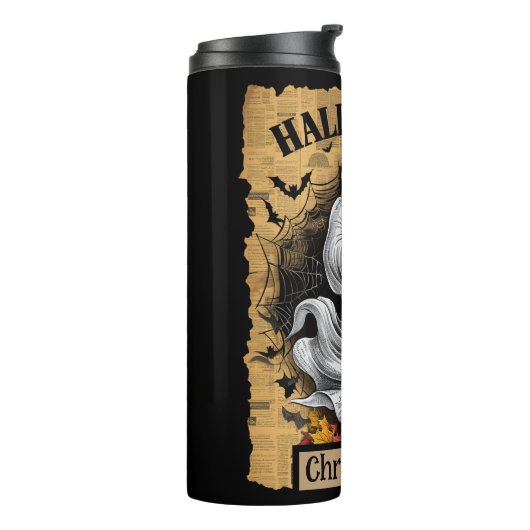 Bouteilles Isothermes Un fantôme effrayé tenant un Jack O'Lantern (Tourné sur la gauche)