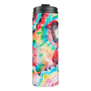 Bouteilles Isothermes Un Grunge Dur Rouge. Motif de Shibori. Arbre à pin