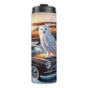 Bouteilles Isothermes Un hibou des neiges, un avion et une voiture d'épo