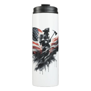 Bouteilles Isothermes Un pompier américain.Drapeau des Etats-Unis.