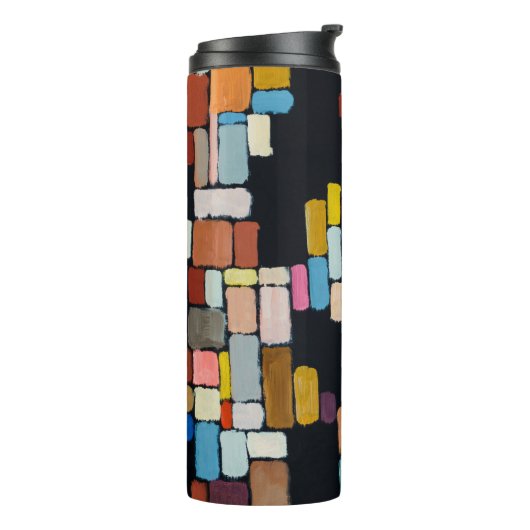 Bouteilles Isothermes Un tableau abstrait ; formes géométriques dans un  (Tourné sur la gauche)