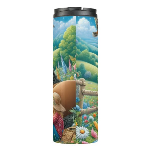 Bouteilles Isothermes Une fille se repose avec un petit cheval géant en  (Dos)