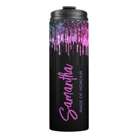 Bouteilles Isothermes Une parties scintillant rose noire chic annonce l' (Devant)