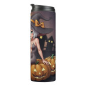 Bouteilles Isothermes Une sorcière d'Halloween aux yeux verts sur Jack-O (Tourné sur la droite)