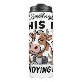 Bouteilles Isothermes Une vache ennuyée avec des papiers volant (Devant)