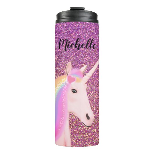 Bouteilles Isothermes Unicorn Pink Ombre Parties scintillant personnalis (Devant)