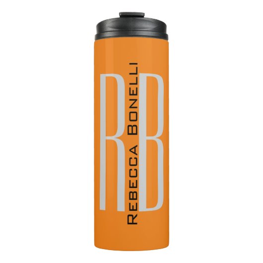 Bouteilles Isothermes Unique Unique Orange Initiales Monogramme Moderne (Devant)