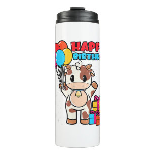 Bouteilles Isothermes Vache Birthday Balloon Thème Cattleman Farman Cute