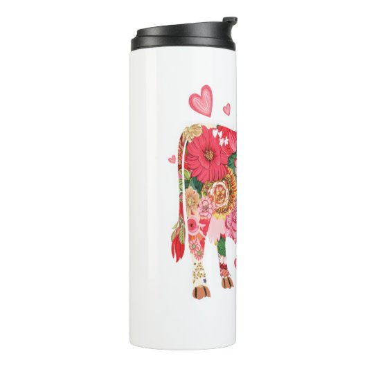 Bouteilles Isothermes Vache florale, Vache mignonne Design (Tourné sur la gauche)