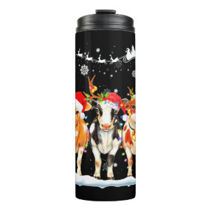 Bouteilles Isothermes Vache Lumières Noël Ornements