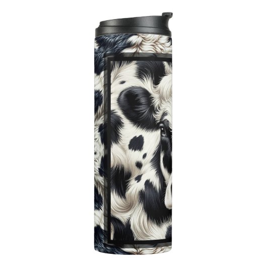 Bouteilles Isothermes Vache noire et blanche Cowhide Fur Fur Look (Tourné sur la gauche)