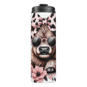 Bouteilles Isothermes Vache noire et rose des Highlands (Devant)