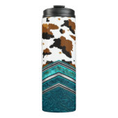 Bouteilles Isothermes Vachette Occidentale & Paruline en cuir Turquoise (Devant)