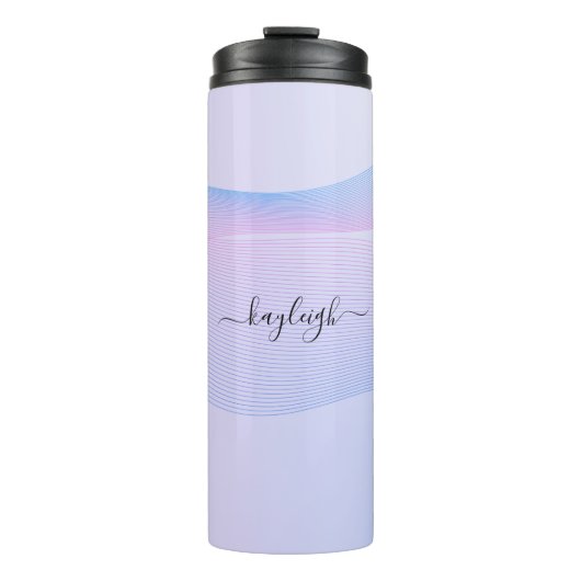 Bouteilles Isothermes Vagues Abstraites Bleu rose Bleu Thermal Tumbler (Devant)