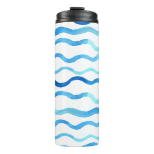 Bouteilles Isothermes Vagues Aquarelle : bleu turquoise sans joint.