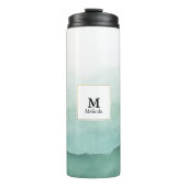Bouteilles Isothermes Vagues d'aquarelle verte Monogram Tumbler (Devant)
