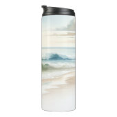 Bouteilles Isothermes Vagues de plage à l'aquarelle Côtes rustiques (Tourné sur la droite)