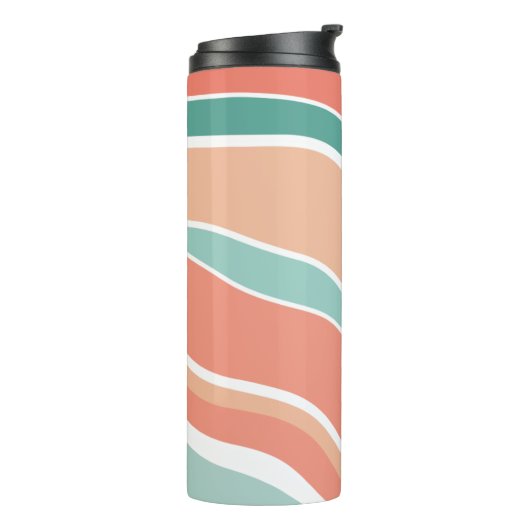 Bouteilles Isothermes Vagues rétro - Orange et vert (Tourné sur la gauche)