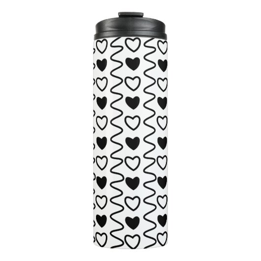 Bouteilles Isothermes Valentines Jour Coeurs Chevron Motif noir blanc (Devant)