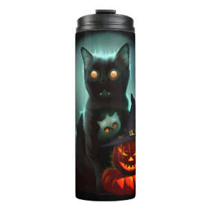 Bouteilles Isothermes Vampire Chat et Assistant Citrouille Halloween Sur