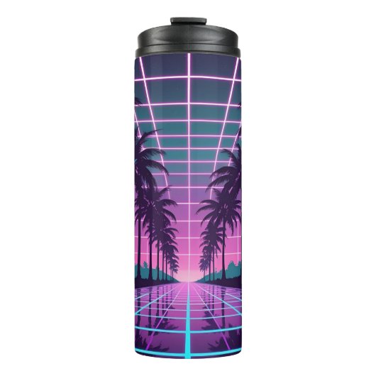 Bouteilles Isothermes Vaporwave 80s Neon Grid Synthwave Art Poster (Devant)
