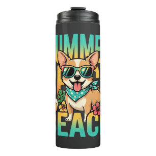 Bouteilles Isothermes Vecteur de vacances de chien de plage d'été