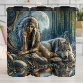 Bouteilles Isothermes Veillée Lune : Femme et Loup.