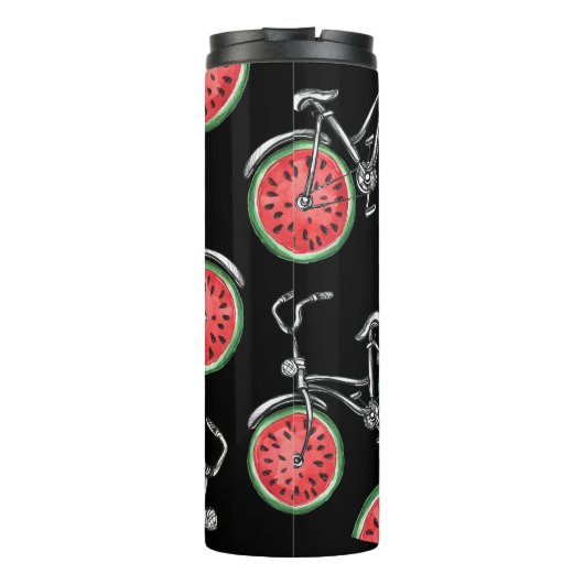 Bouteilles Isothermes Vélos à roue de pastèque, motif d'été. (Dos)