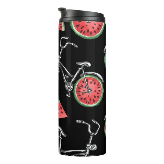 Bouteilles Isothermes Vélos à roue de pastèque, motif d'été. (Tourné sur la droite)