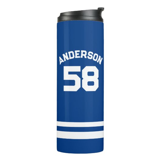 Bouteilles Isothermes Ventilateur sportif Blue Custom Name & Number (Tourné sur la gauche)