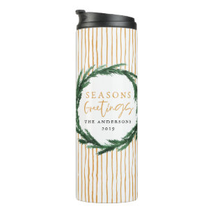 Bouteilles Isothermes Verraie d'aquarelle + cadeau de Noël rayé