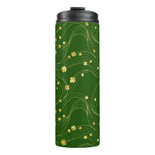 BOUTEILLES ISOTHERMES VERT AVEC PARTIES SCINTILLANT D'OR RESSORT SHAMROC