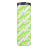 Bouteilles Isothermes Vert citron vert et beige cinq rayures motif (Dos)