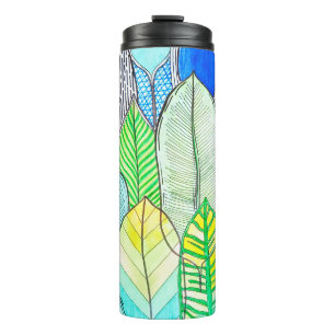 Bouteilles Isothermes Vert Jaune mignon Moderne Tropical Boho Feuille