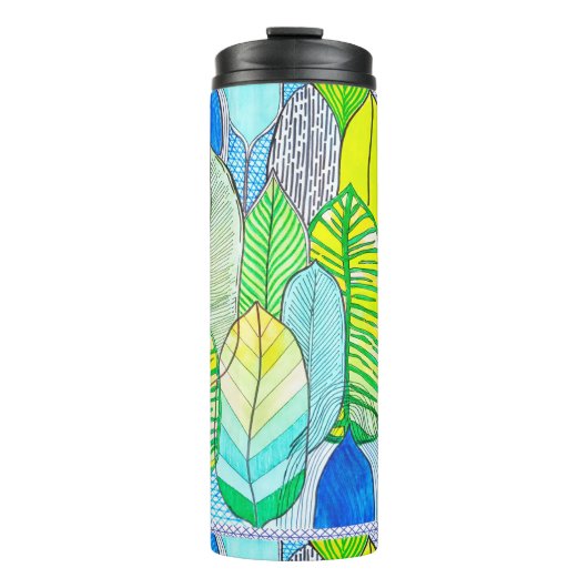 Bouteilles Isothermes Vert Jaune mignon Moderne Tropical Boho Feuille (Devant)