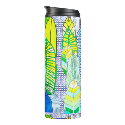 Bouteilles Isothermes Vert Jaune mignon Moderne Tropical Boho Feuille (Tourné sur la droite)