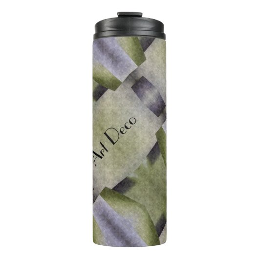 Bouteilles Isothermes Vert olive et violet Art Déco Abstrait (Devant)