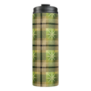 BOUTEILLES ISOTHERMES VERT & OR HIVER SNOWFLAKE PLAID MOTIFS